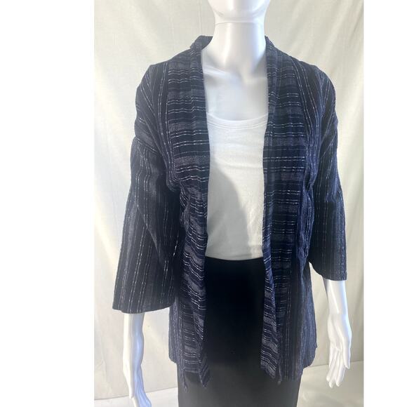 BCBG Max Azaria Navy Cream Kimono Style Jacket Size XS/Small - Picture 1 of 14
